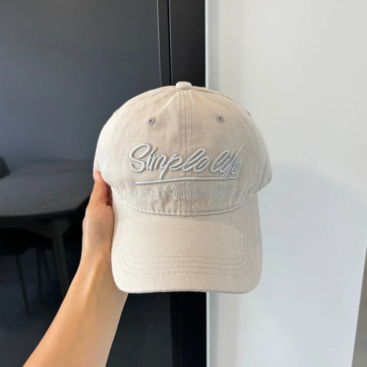 Retro Blue Embroidered Letter Wide Brim Baseball Cap Korean Style Sunshade Outdoor Sports Circumference Hat