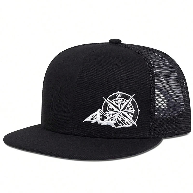 Unisex Compass Mountain Embroidery Hip-Hop Hats