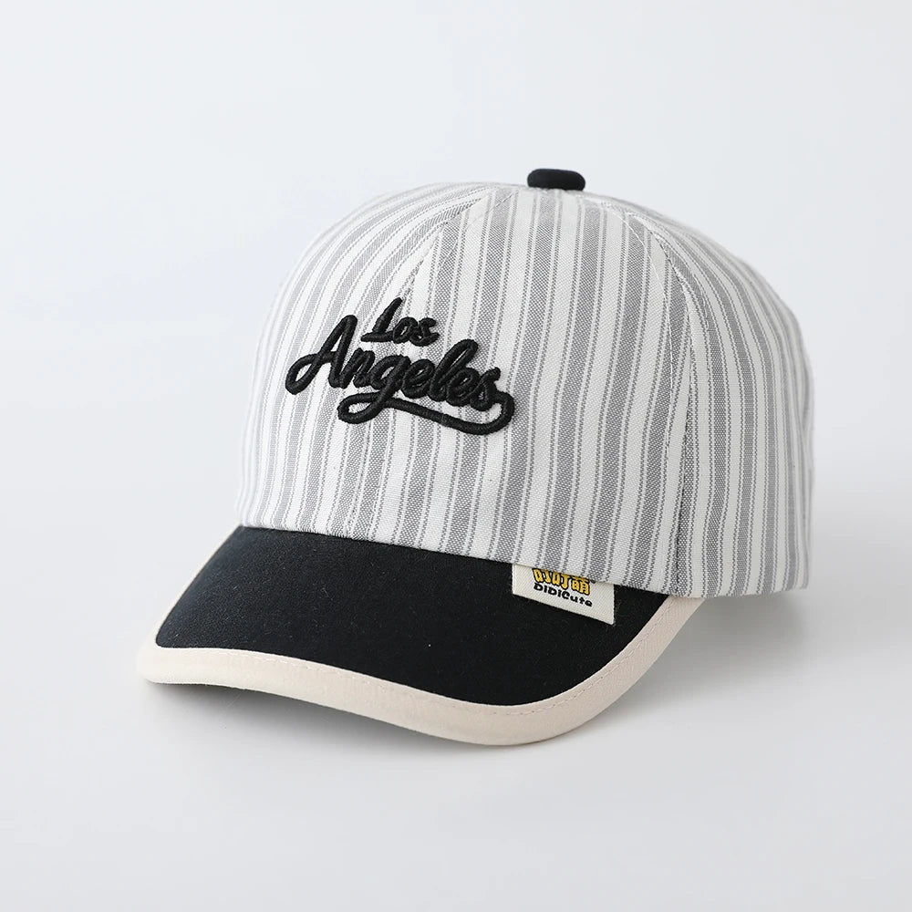 Children's Los Angeles Printed Striped Baseball Cap Contrasting Color Brimmed Sun Hat Adjustable Suitable