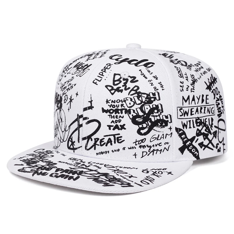 Fashionable Creative Snapback Hat Graffiti Letter Printed Hip Hop