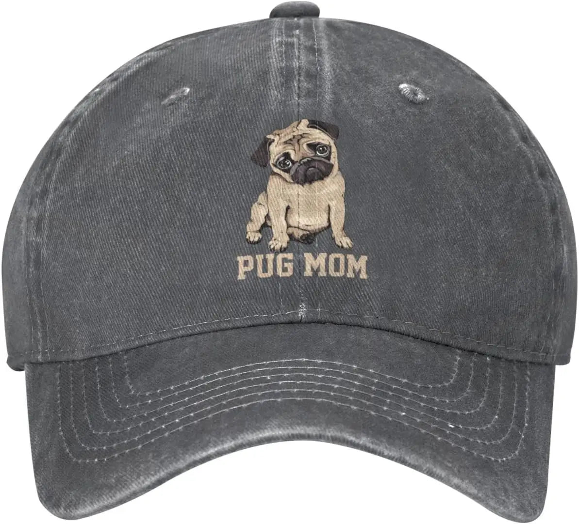Pug Mom Dog Womens Denim Baseball Cap Mom