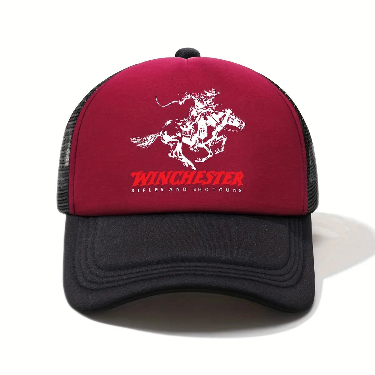 Winchester Printed Half Mesh Baseball Cap Unisex Vintage Style Outdoor Sun Hat