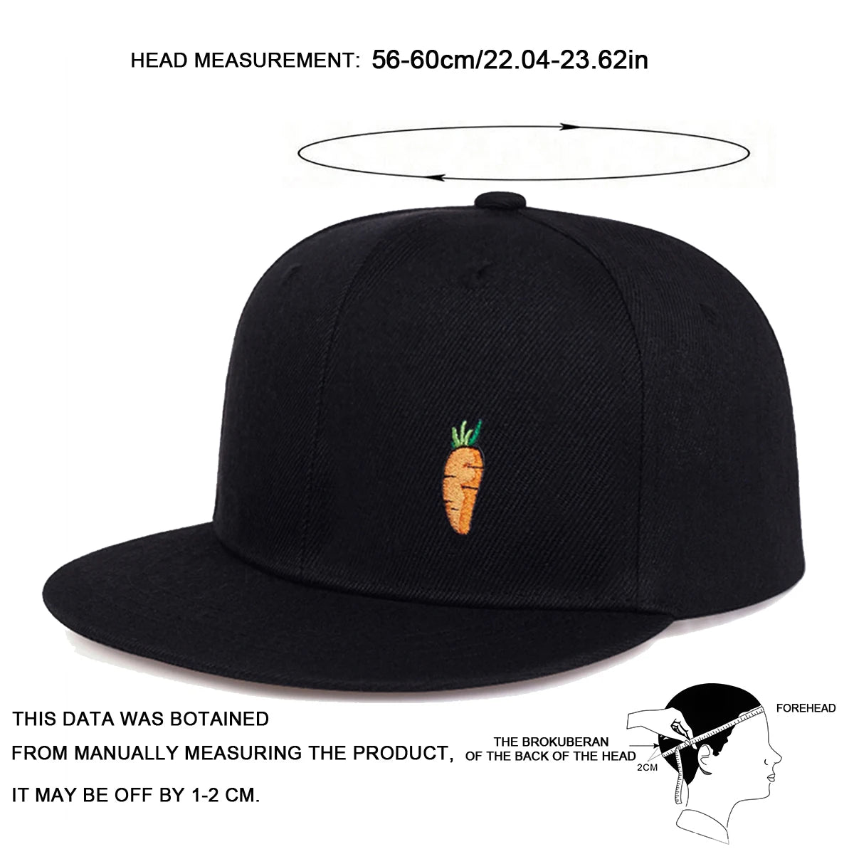 Unisex Carrot Embroidery HipHop Hats Fashion Spring Autumn Outdoor Adjustable Casual Baseball Caps Sunscreen Hat