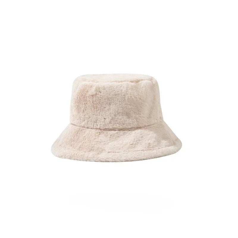 Winter Rabbit Plush Fisherman Hats Women Girl Bucket Hat