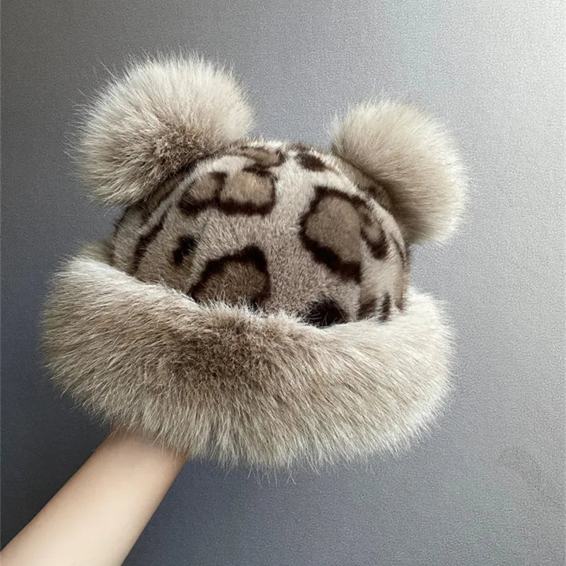 Winter Women Girls Casual Artificial Fur Beanie Caps