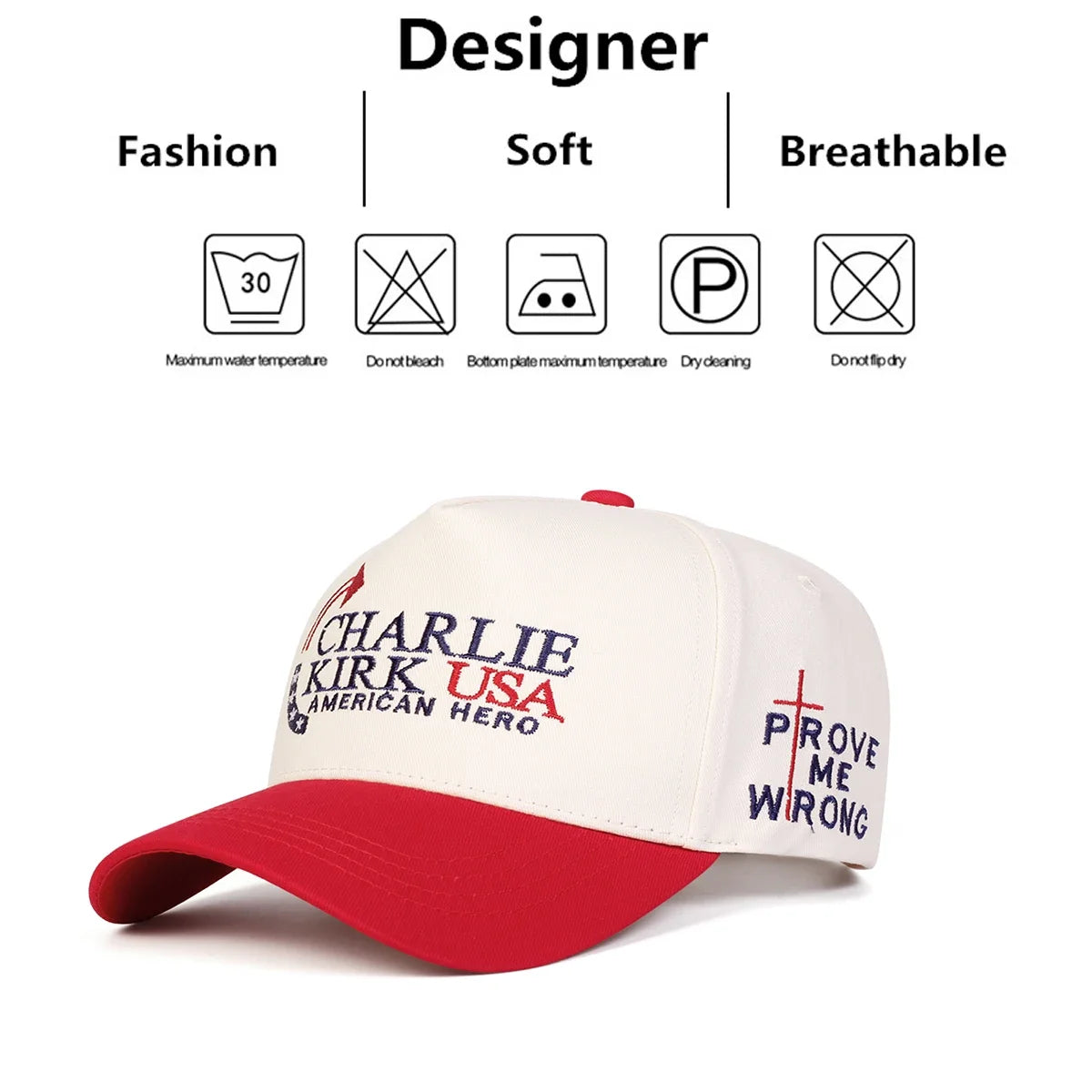 Unisex Charlie Kirk Usa Letter Embroidery Baseball Caps Spring Autumn