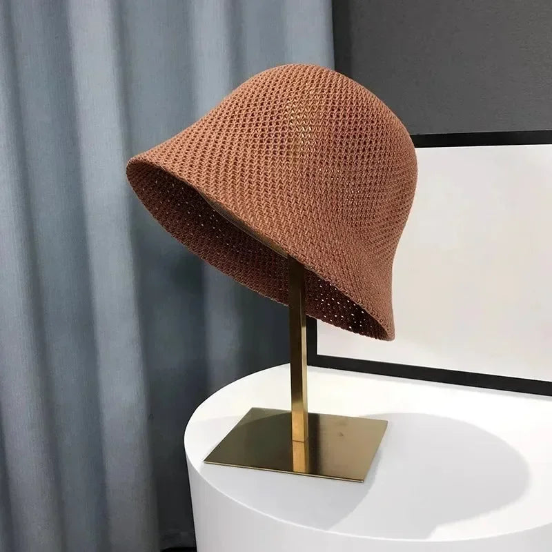 Ladies' Fisherman's Hat Spring Summer Hollow Thin Folding Bucket Hat