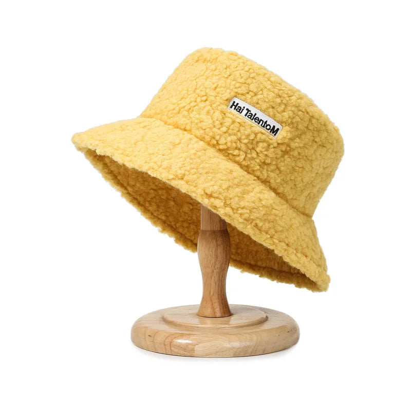Lambswool Unisex Bucket Hats For Women Men Winter