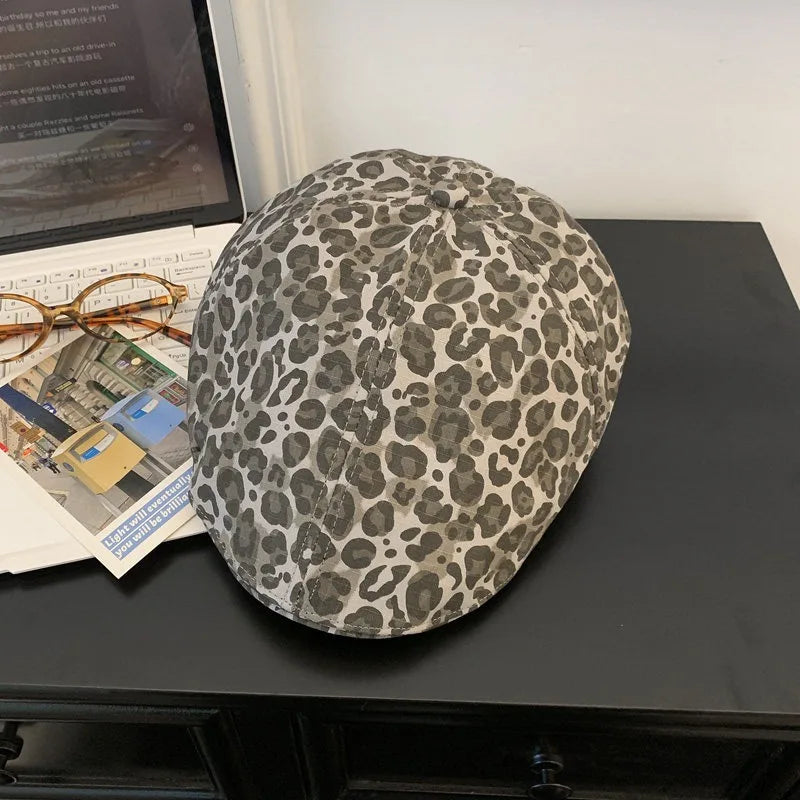 American Y2K Retro Personality Leopard Print Forward Hat