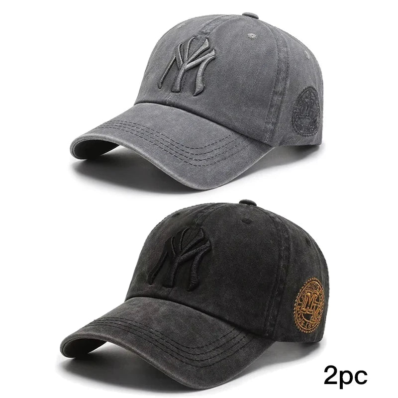 Soft Top Washed Distressed Baseball Cap Fashion Casual Men's