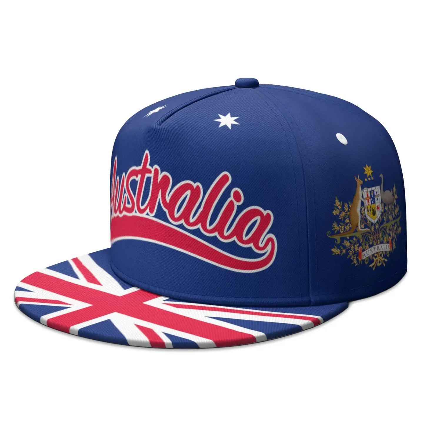 Australia Flat Brimmed Cap White Blue Black Red Aus Flag Nation Country Hip-hop Hat