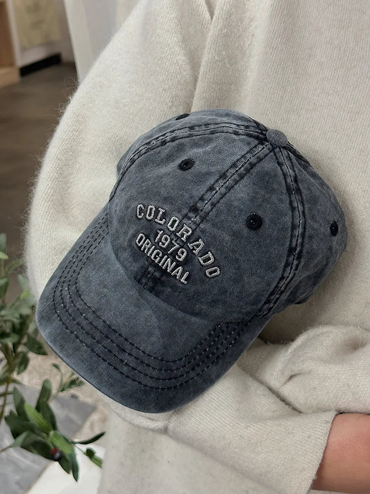 Retro Colorado Letter Embroidery Baseball Caps Spring Summer Cotton For Kids