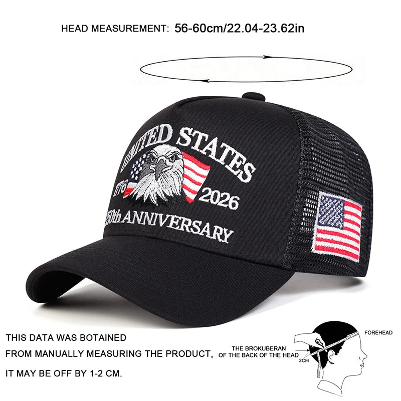 Unisex American Flag Embroidery Baseball Net Caps Spring Summer