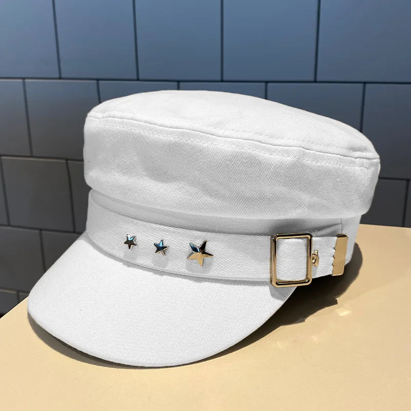 Women's Beret Black Star Hat Spring And Autumn Winter British Retro Fashion