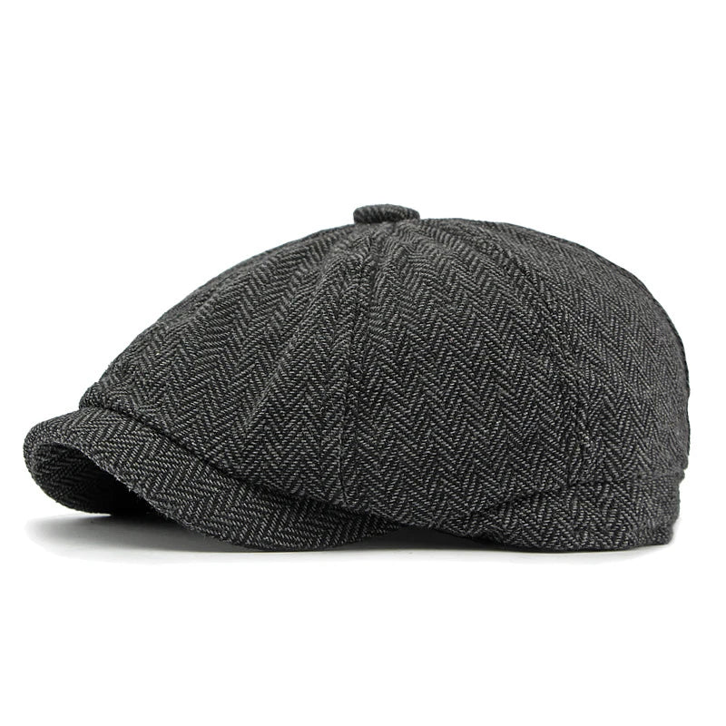 Twill Flat Cap For Men Women Herringbone Newsboy Caps British Style Octagonal Hat