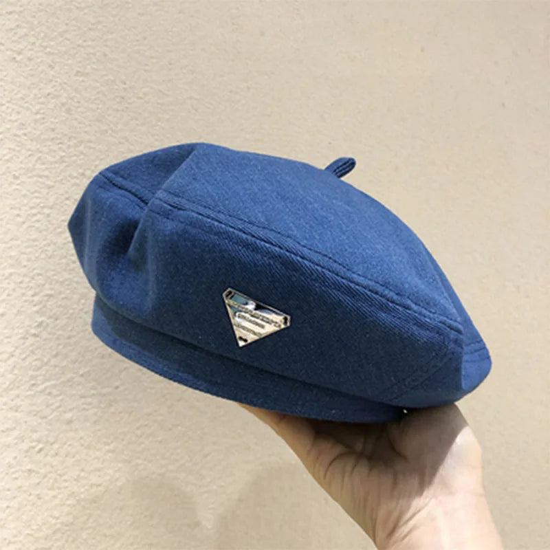 Women's Denim Beret Hat Jeans Berets Painter Hats Spring Beanie Hat