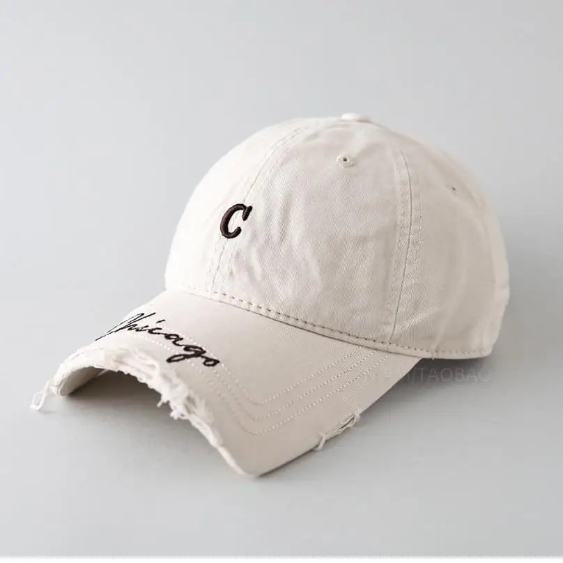 Washed Denim Baseball Cap Unisex Chicago