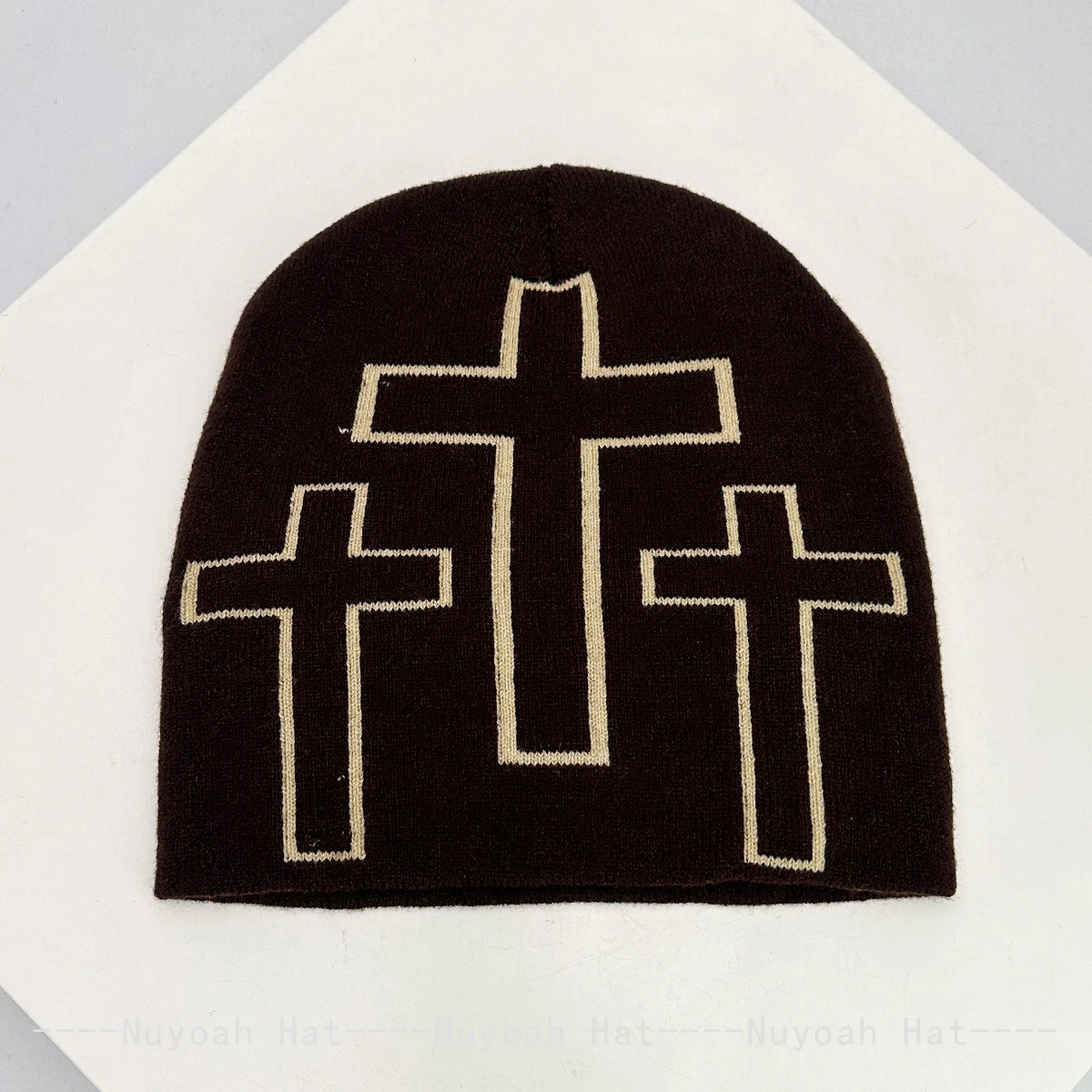 New Men Women Color Block Jacquard Cross Star Knitted Hats