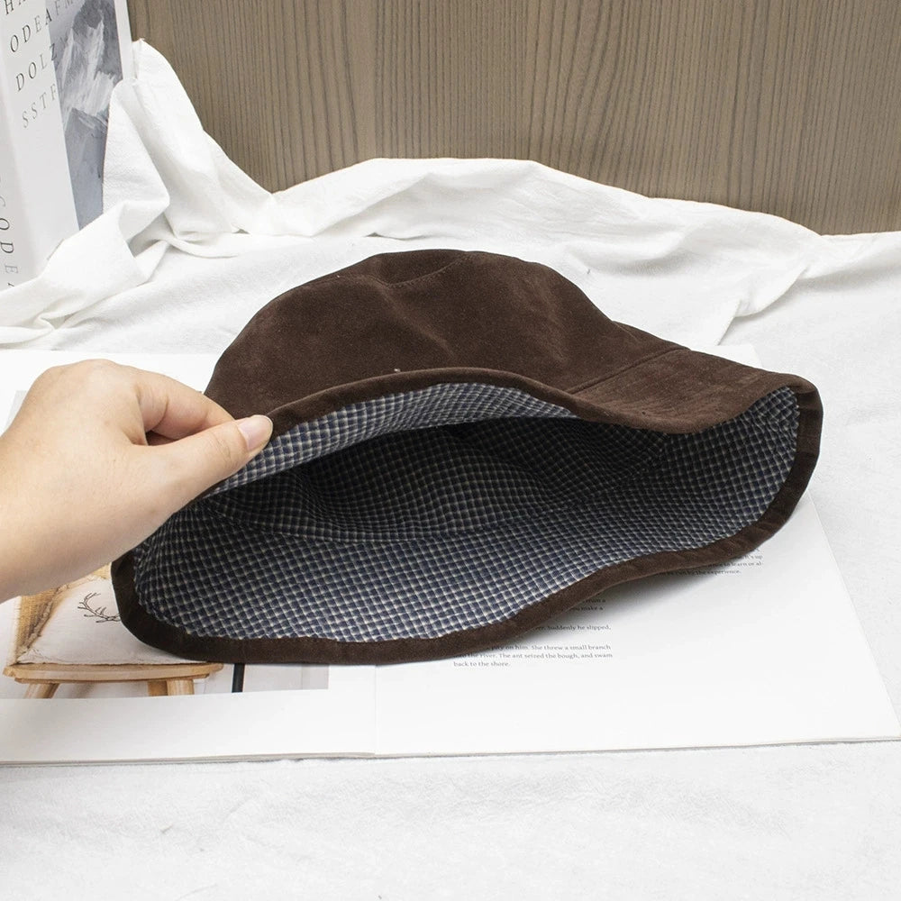 Women Autumn And Winter Suede Bucket Hats