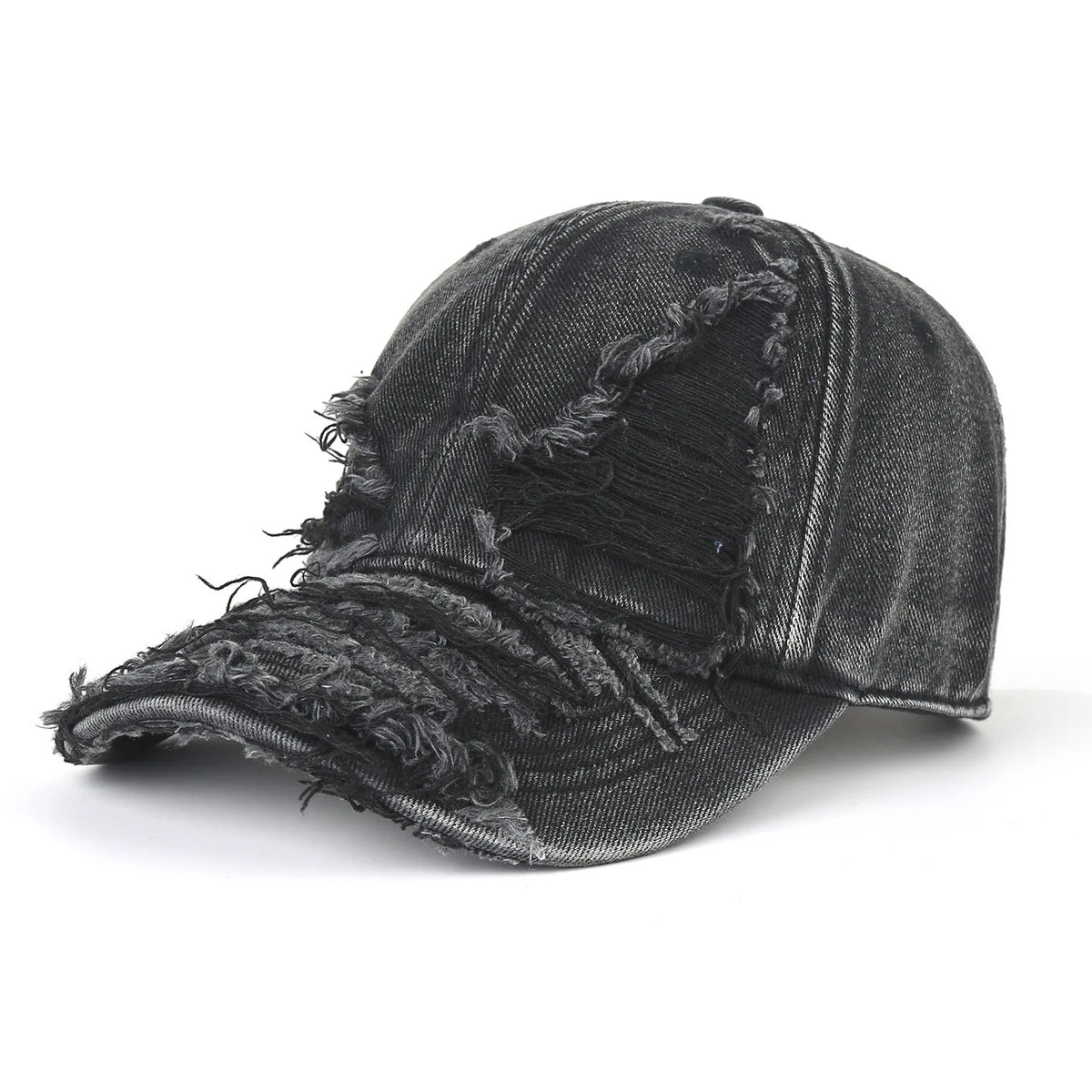 Men's And Women's Ripped Frayed Washed Denim Baseball Cap