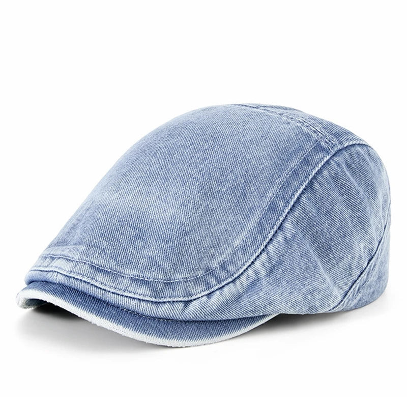 Vintage Gatsby Hat Women Washed Denim Cabbie Cap Lady Flat Ivy Cap
