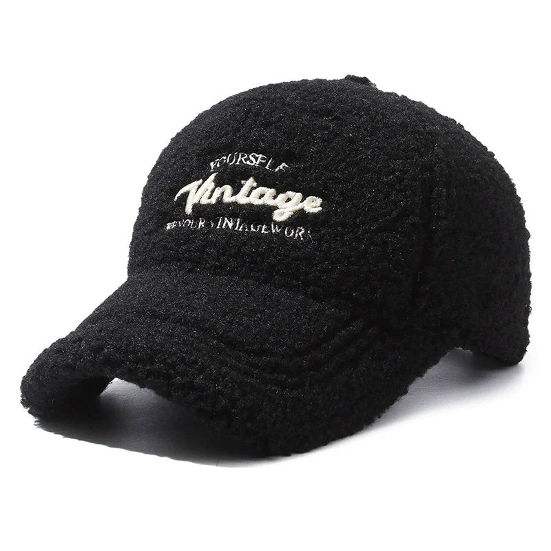 Trendy Warm Lambswool Baseball Caps Windproof Women Hats