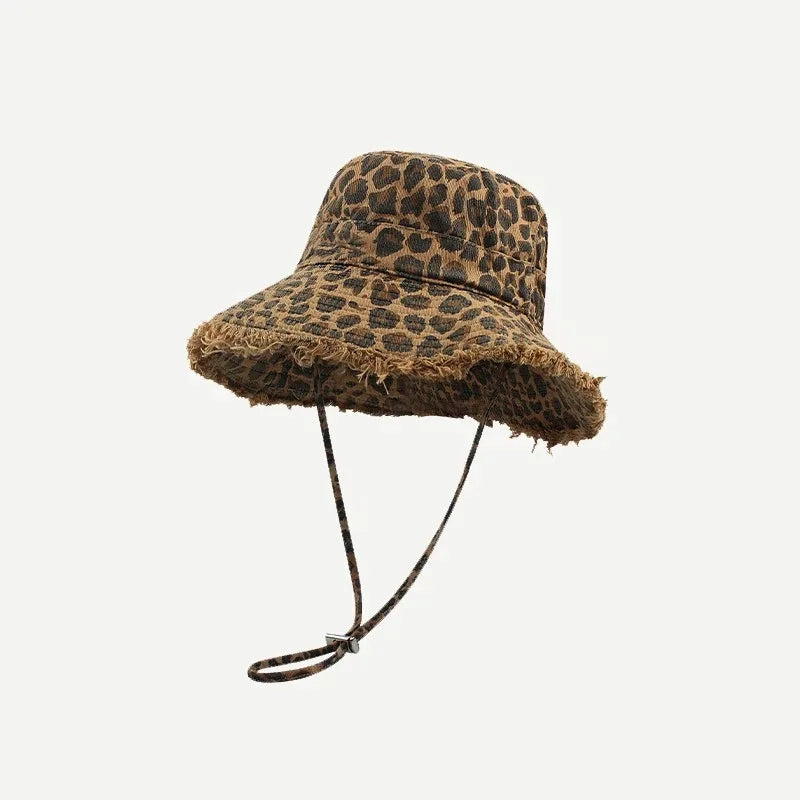 Autumn Ladies Leopard Print Fisherman Hat
