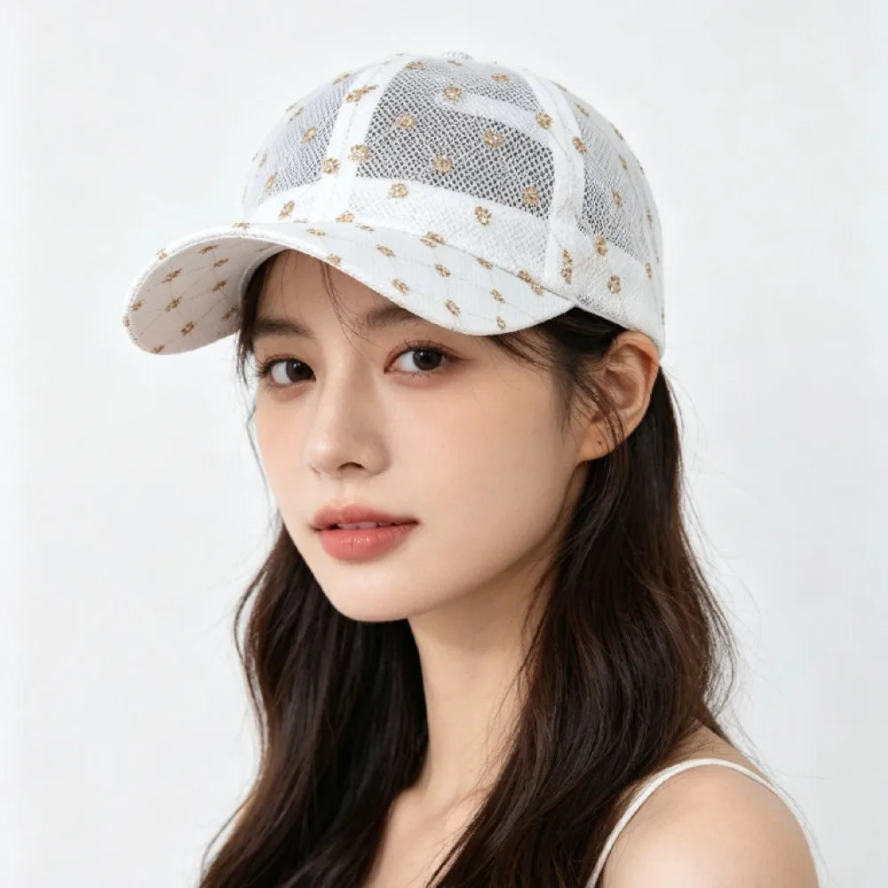 Lace Flower Embroidery Summer Baseball Cap