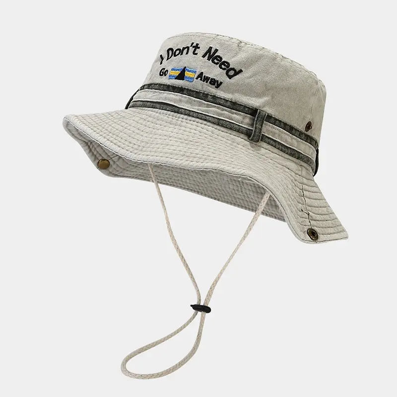 Spring Cotton Letter Embroidery Pattern Bucket Hat