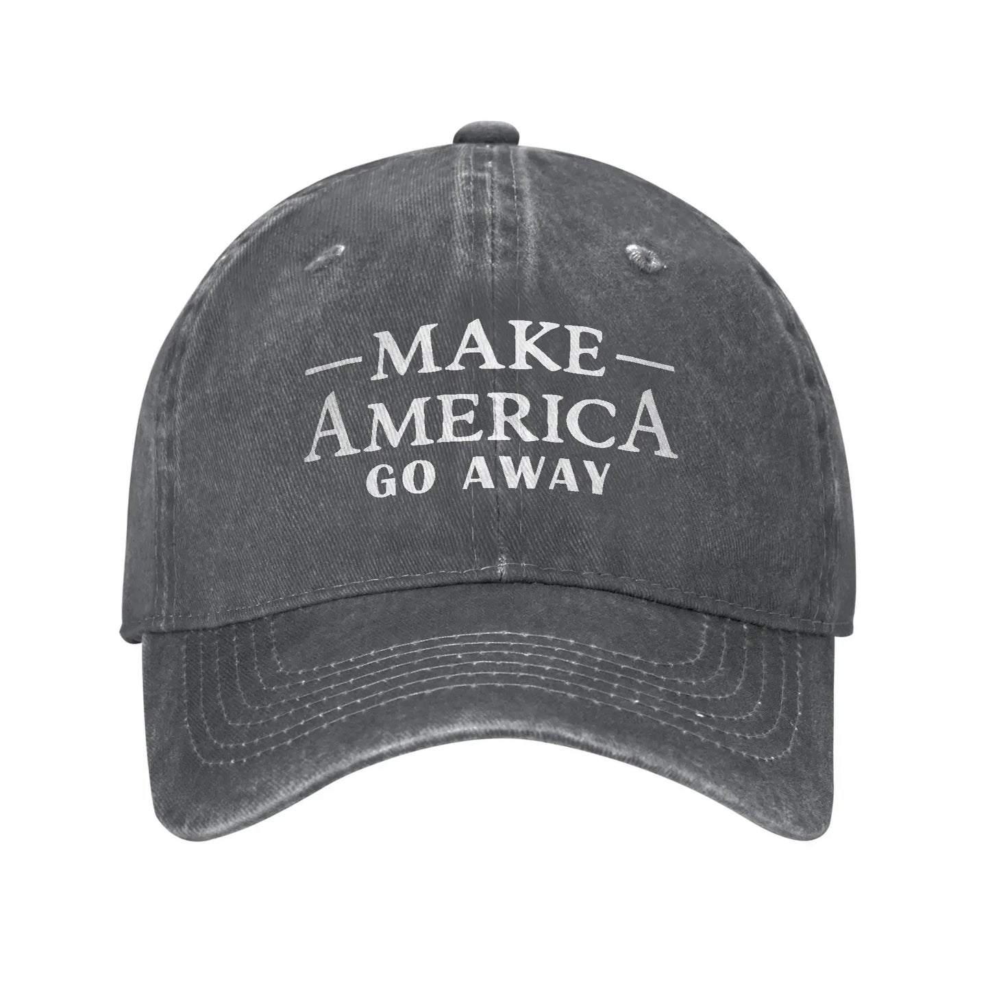 Make America Go Away Unisex Baseball Cap Funny Sarcasm Saying Distressed Denim Hats