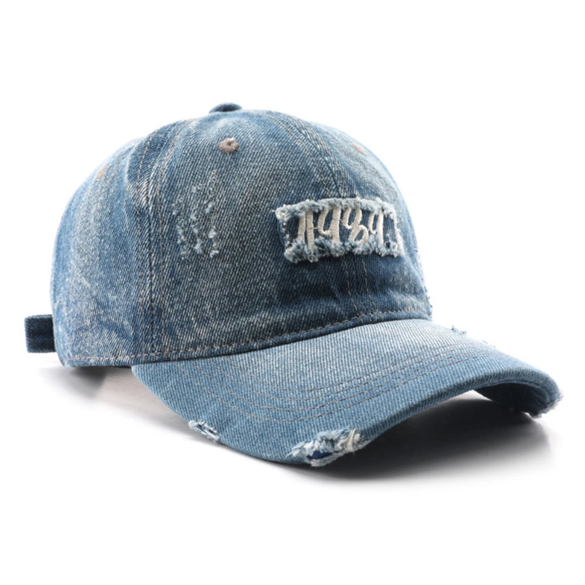 1989 Distressed Fringed Denim Baseball Cap
