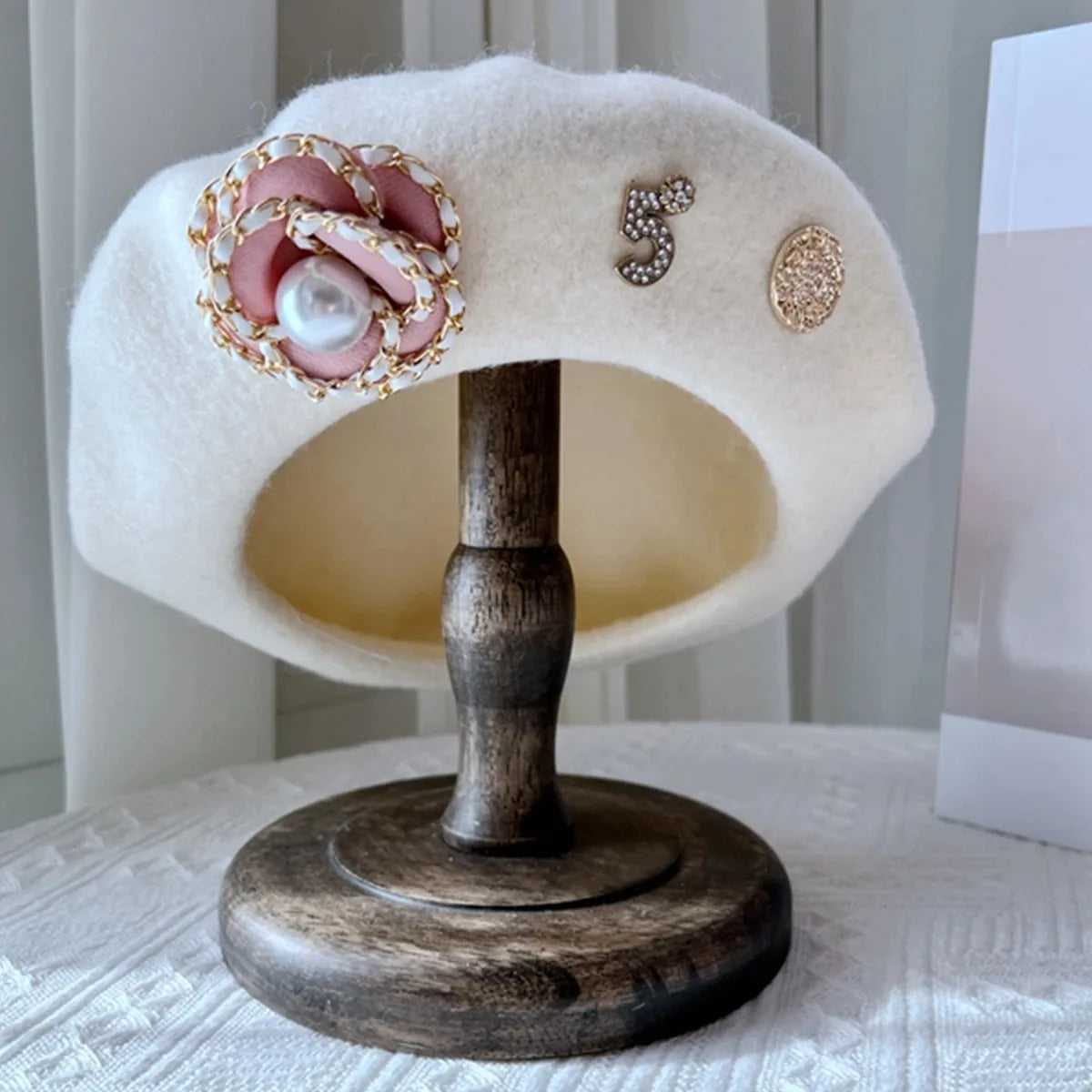 New Brand Flower Wool Beret Winter Hat For Women