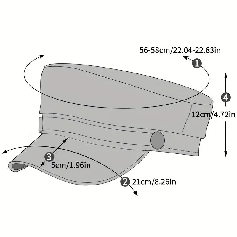 Fashion Women Large Belt Buckle Leather Hat Spring Autumn Sailor Hats Black Ladies Beret Caps