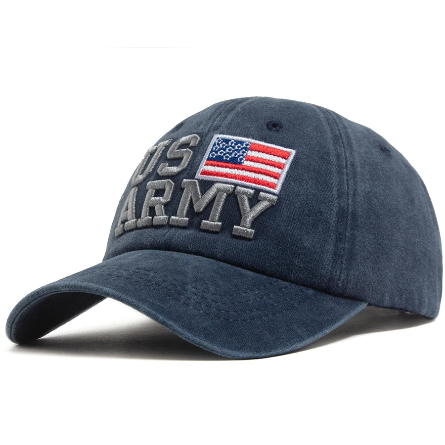 US Flag Embroidery Baseball Caps Vintage Washed Cotton Dad Hat
