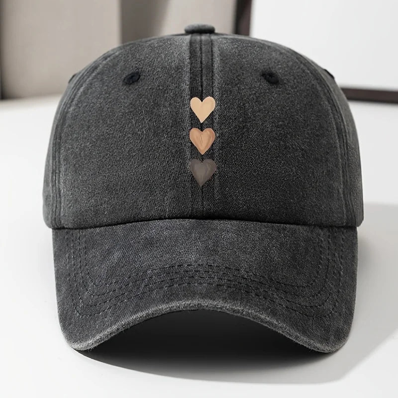 Comfortable Style Women's Casual Baseball Cap with Heart-Shaped Print Design Outdoor Activities