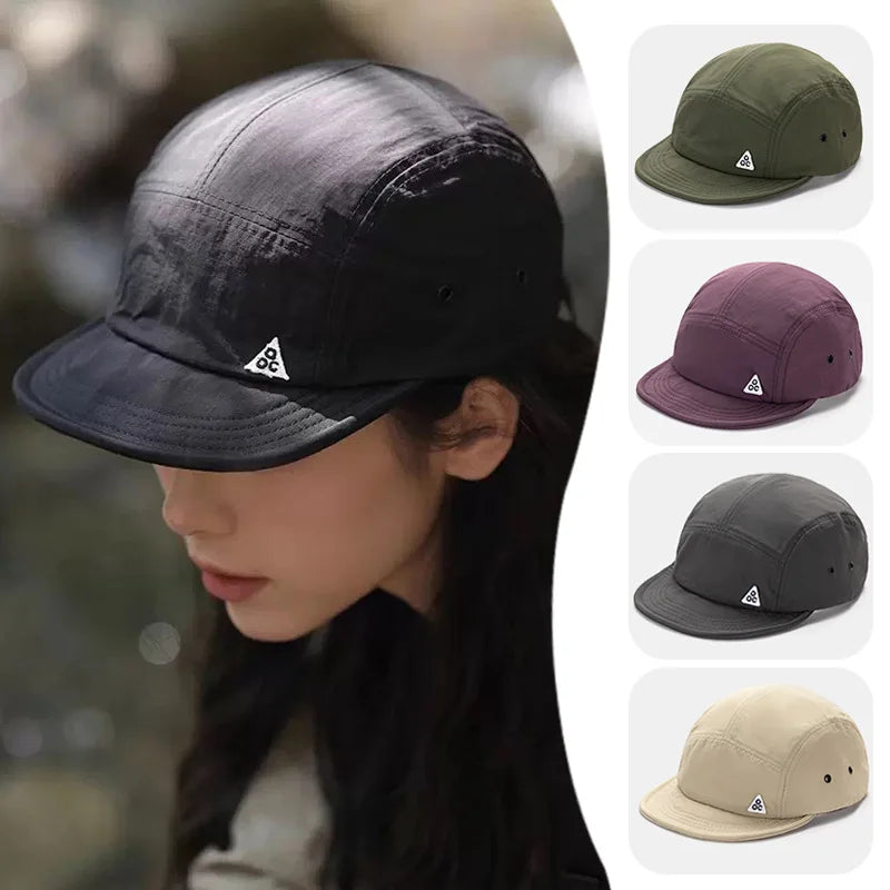 Unisex 5 Panel Baseball Cap Quick Dry Waterproof Short Brim Adjustable