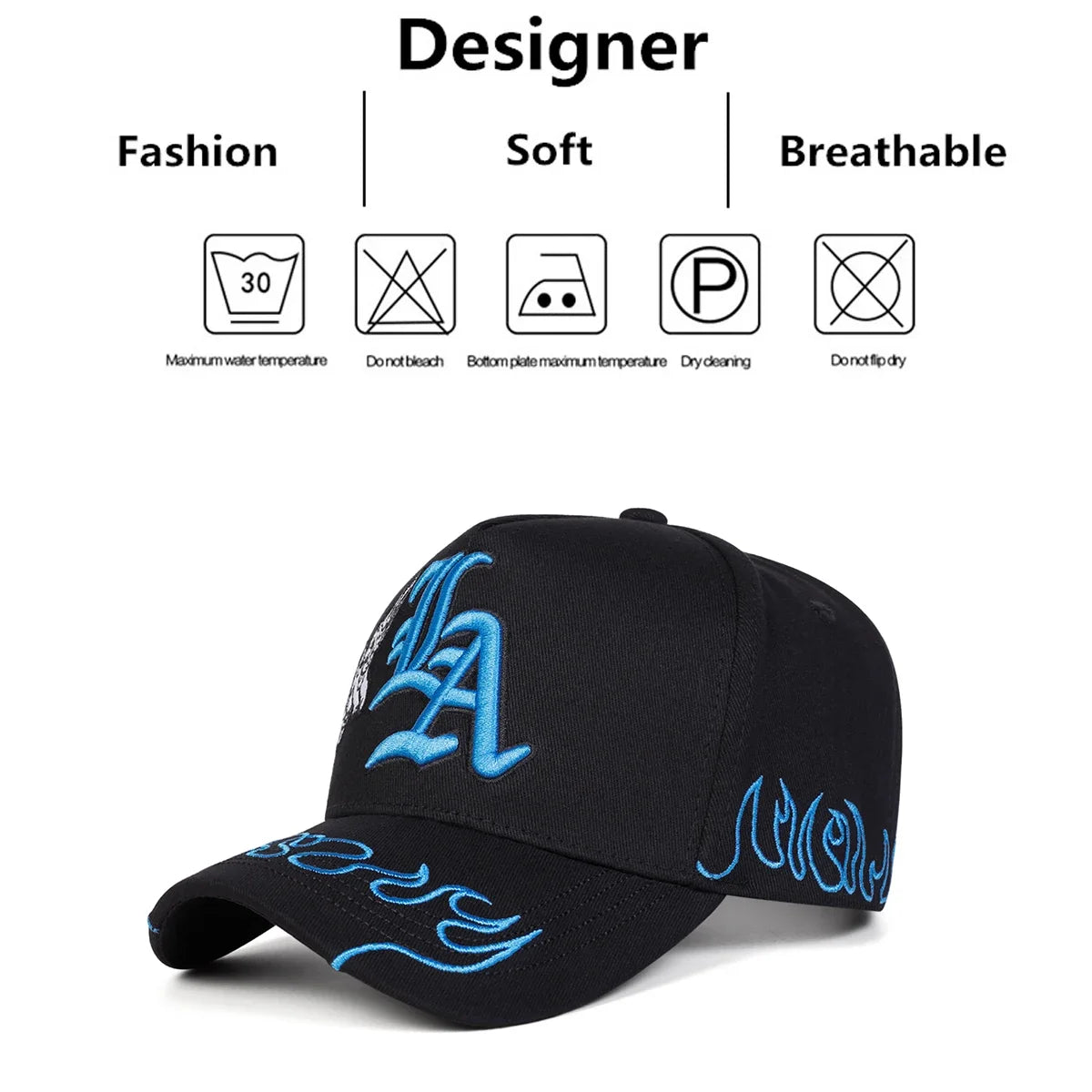 Unisex Gothic LA Angel Embroidery Baseball Caps Spring Autumn