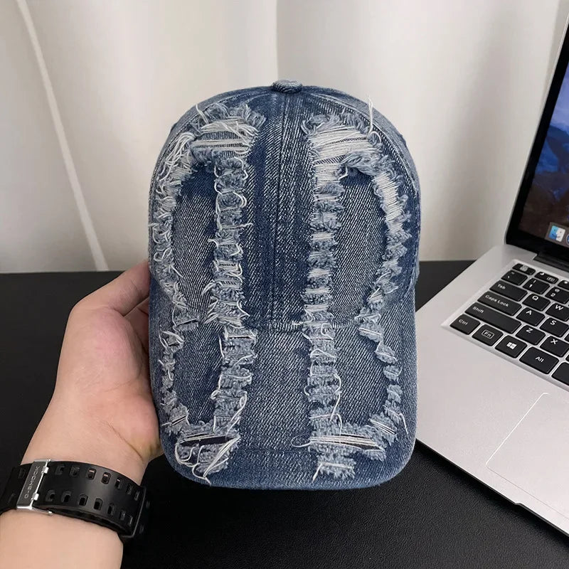 Vintage Washed Distressed Baseball Cap Wide-Brimmed Caps Hat