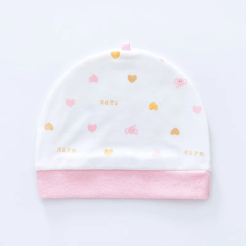 Soft Infant Beanies Caps Baby Hat Cartoon Bear Boneless Muslin Hat Newborn 0-3M