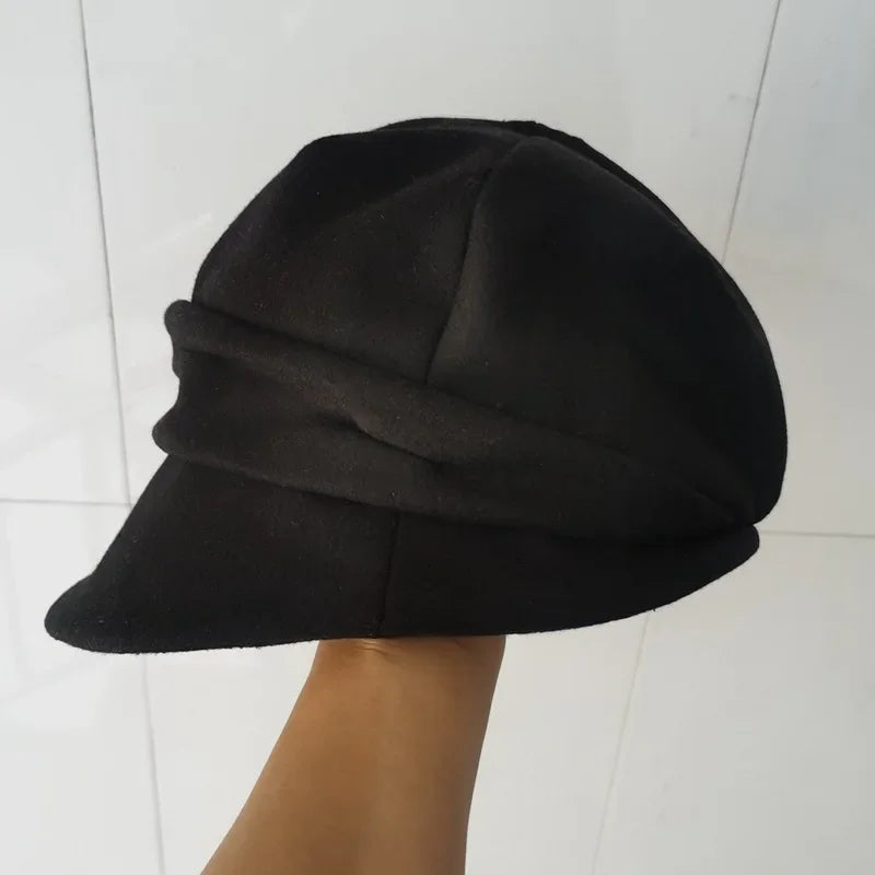Winter Wool Felt Beret & Bucket Hat - Thermal Lined Vintage Newsboy Cap