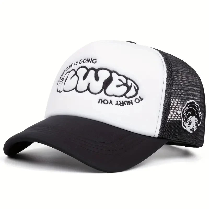 A Little Girl With A Crying Face, A Sponge Embroidered Baseball Cap
