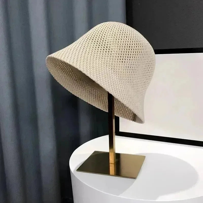 Women Bucket Hat Summer Hollow Out Thin Breathable Sun Hat