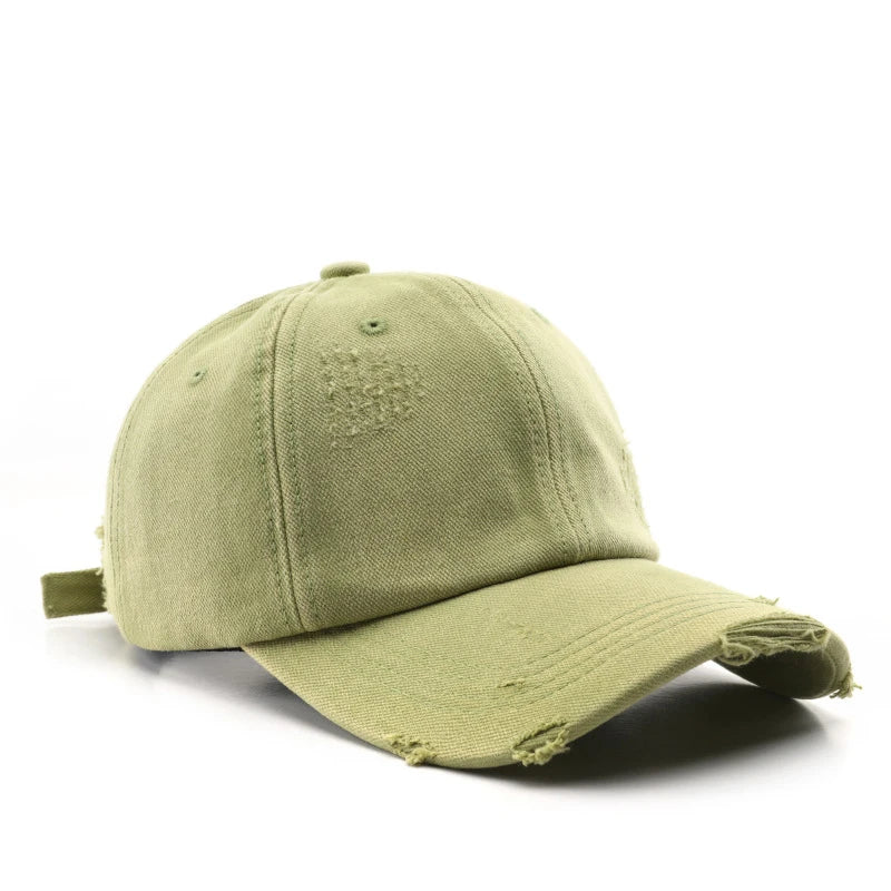 Custom Logo Washed Ripped Denim Baseball Cap