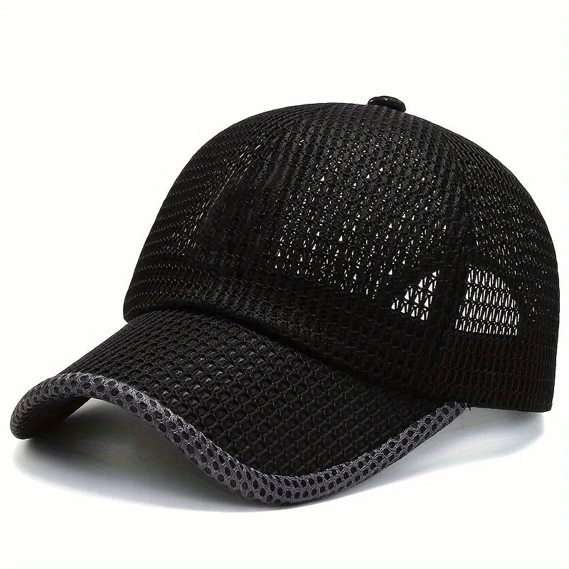 Men's Solid Color Mesh Breathable Baseball Cap Sun Protection Hat