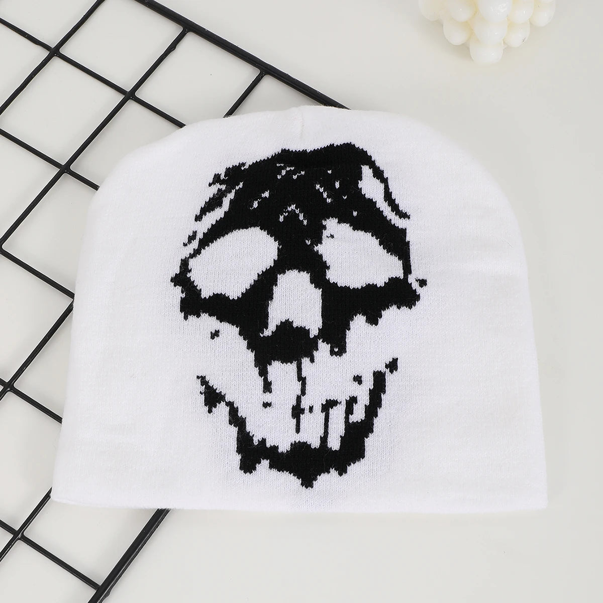 European And American Style Trendy Skull Jacquard Knitted Hat