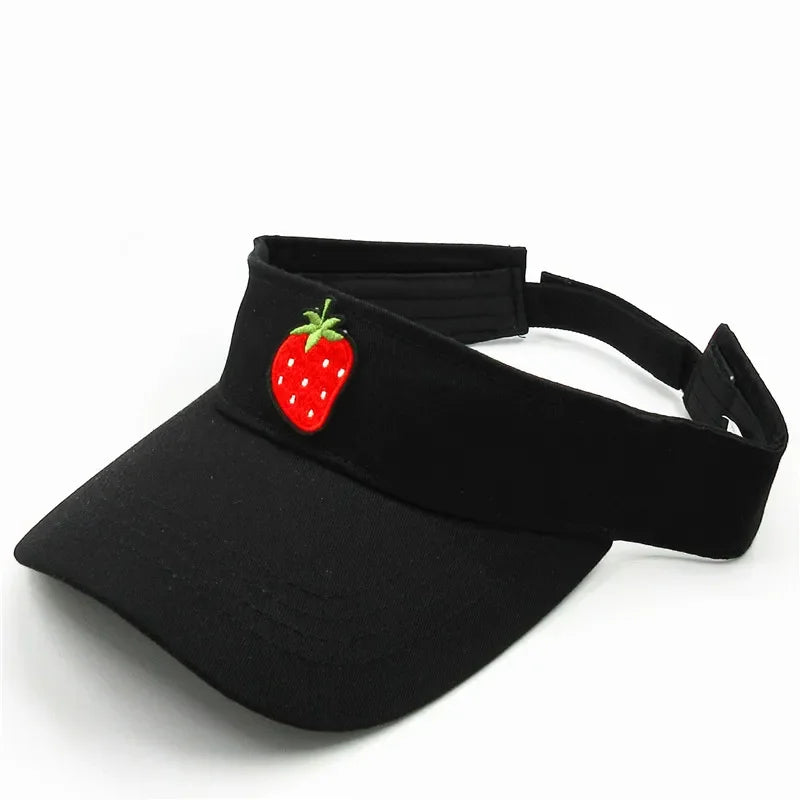 Spring Summer Cotton Cartoon Strawberry Fruit Embroidery Visors Baseball Cap