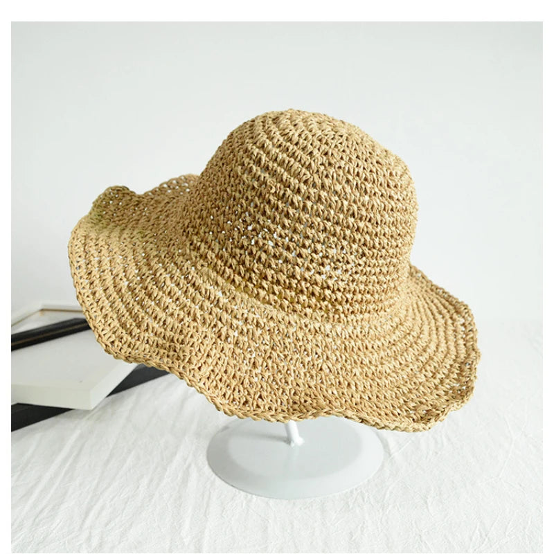 Beach Hat Female Sunscreen Cap Simple Women Panama Straw Hat