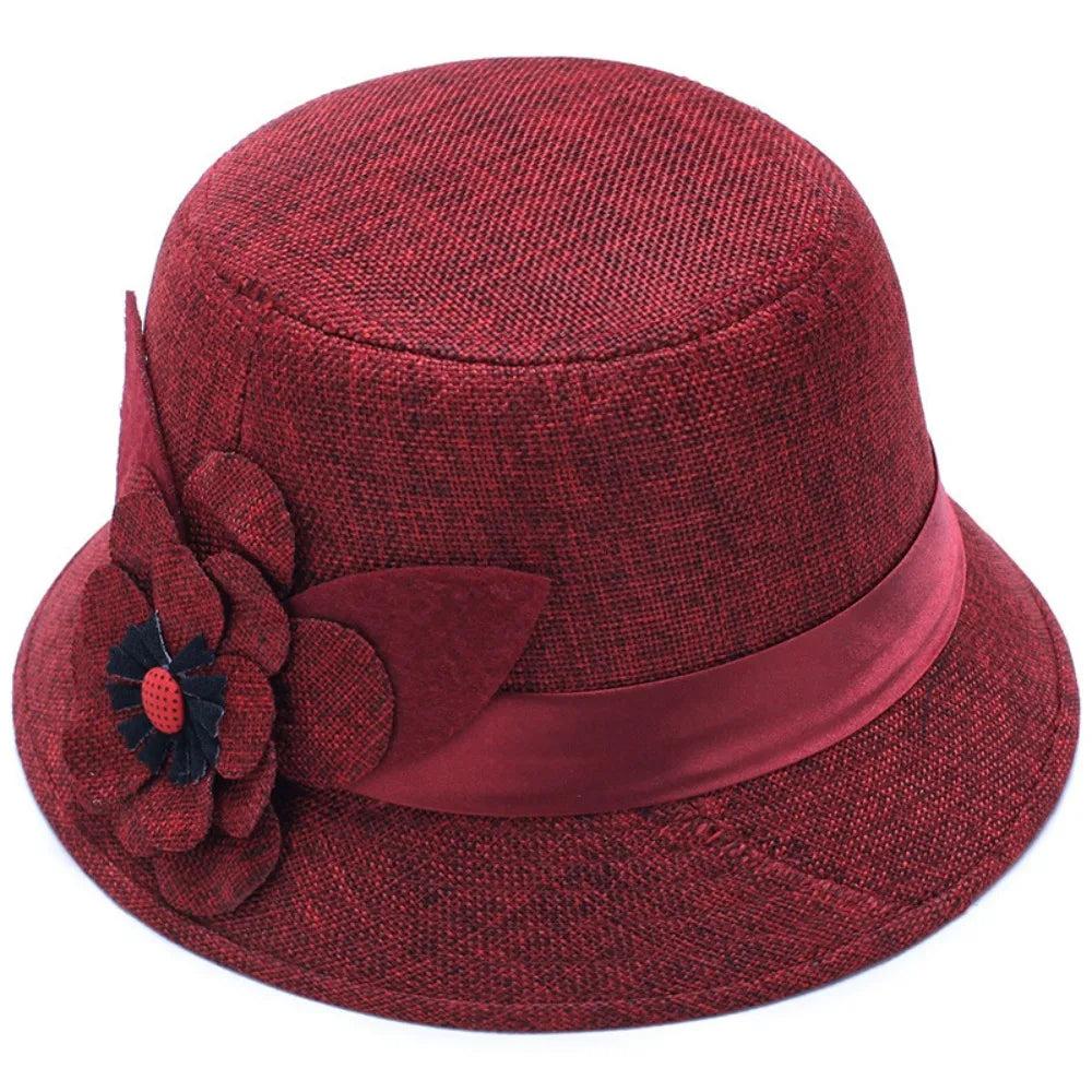 Vintage Linen Material Cloche Felt Hat Soft Felt Elegant European Bucket Hat
