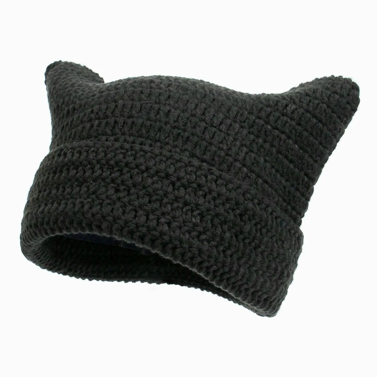 Cute Cat Ears Beanie Hat For Women Winter Striped Korean