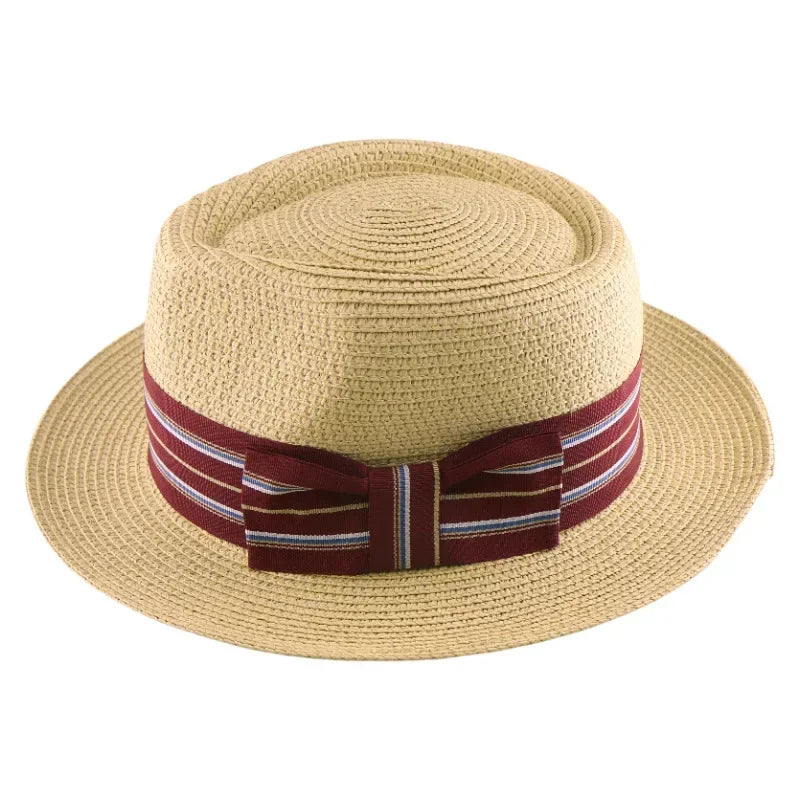 2025 New Fedora Straw Hat With Wide Striped Band